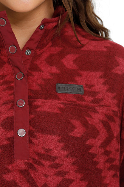 Fleece Sweater Red Aztec Print