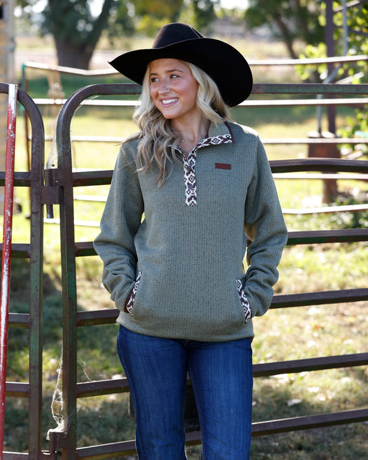 Women Fleece Pullover Olive MAK9909005