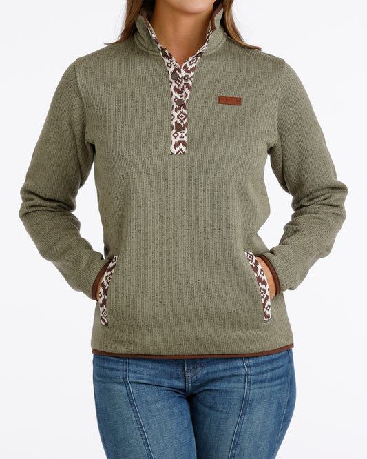 Women Fleece Pullover Olive MAK9909005