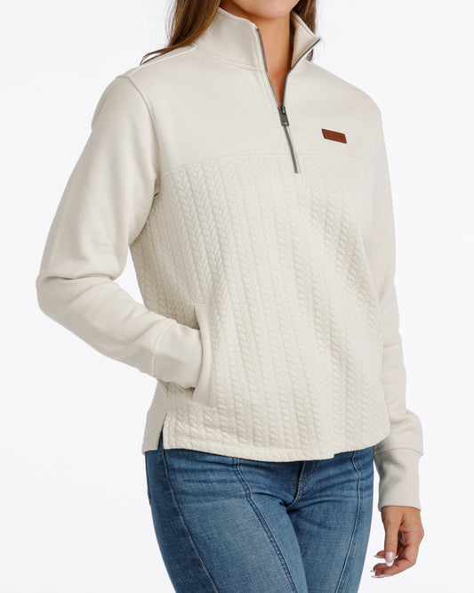 Women 1/4 Zip Pullover Cream MAK9936001