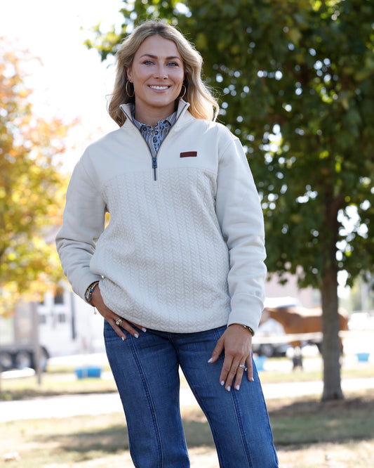 Women 1/4 Zip Pullover Cream MAK9936001