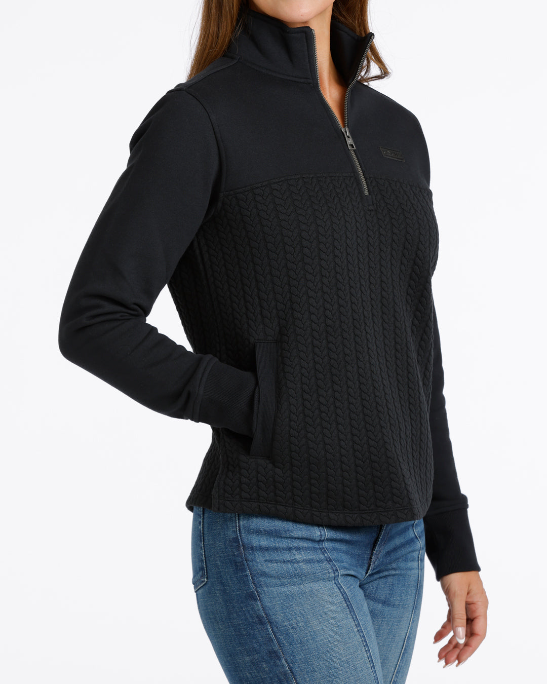 Women 1/4 Zip Pullover Black MAK9936002