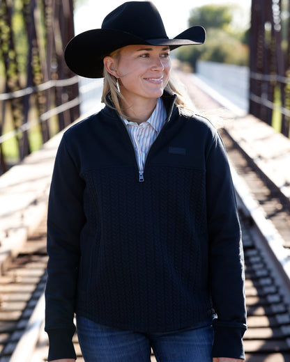 Women 1/4 Zip Pullover Black MAK9936002