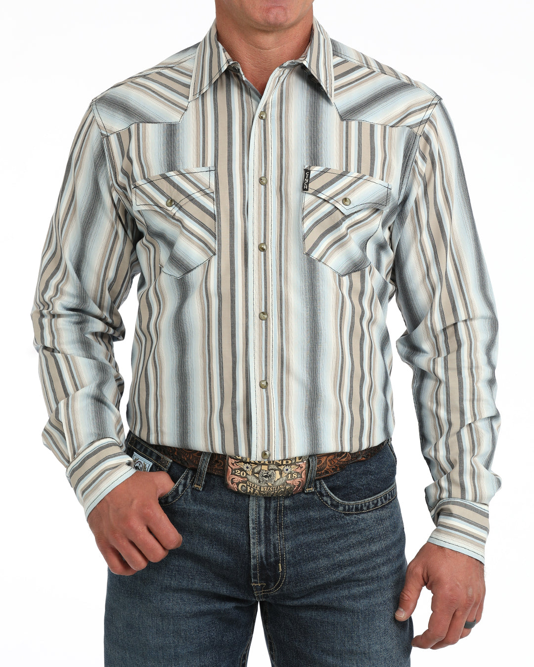 Men Modern Fit Stripped Button Down MTW1303112