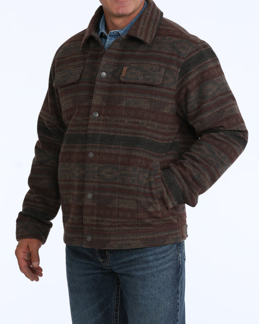 Men Stripped Trucker Jacket Brown MWJ1921006