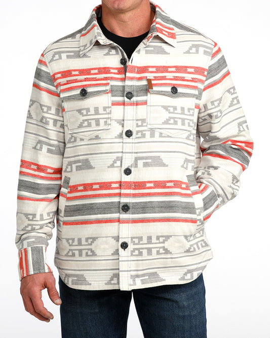 Men Jacquard Shirt Jacket Grey/Red MWJ1960001