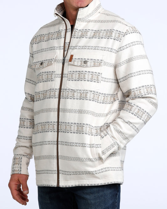 Men Jacquard Shirt Jacket Cream MWJ1962001