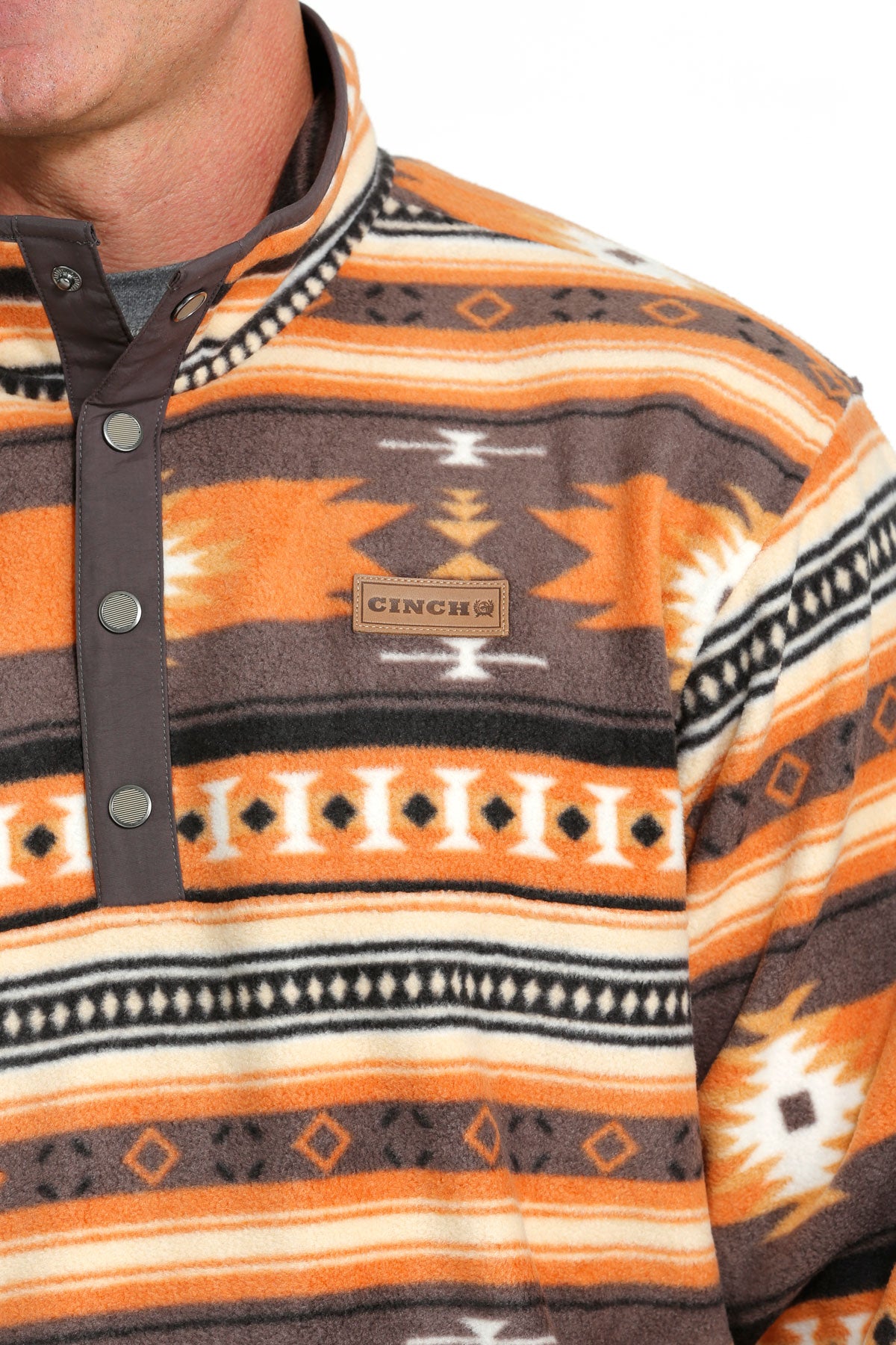 Fleece Sweater Brown Aztec Print