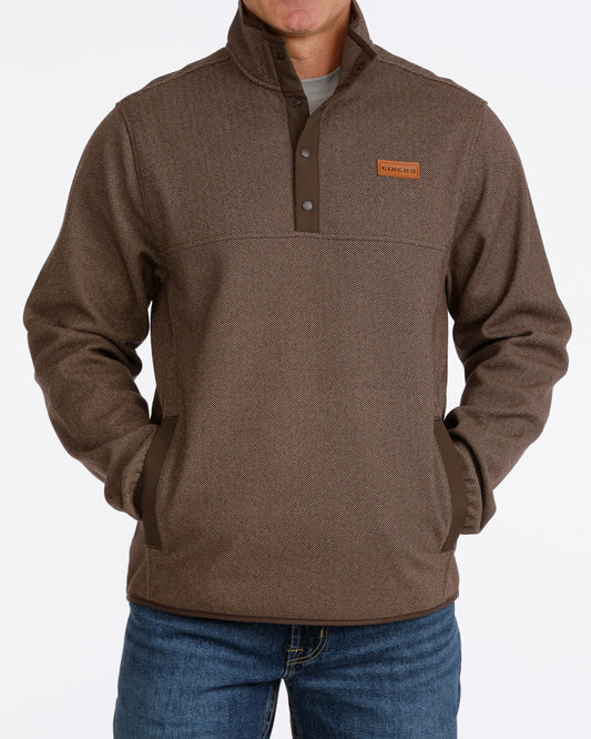 Men Quarter Zip Pullover Brown MWK1534011