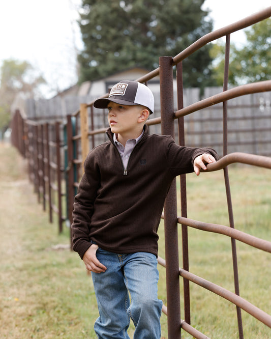 Boys 1/4 Zip Pullover Brown MWK7980004