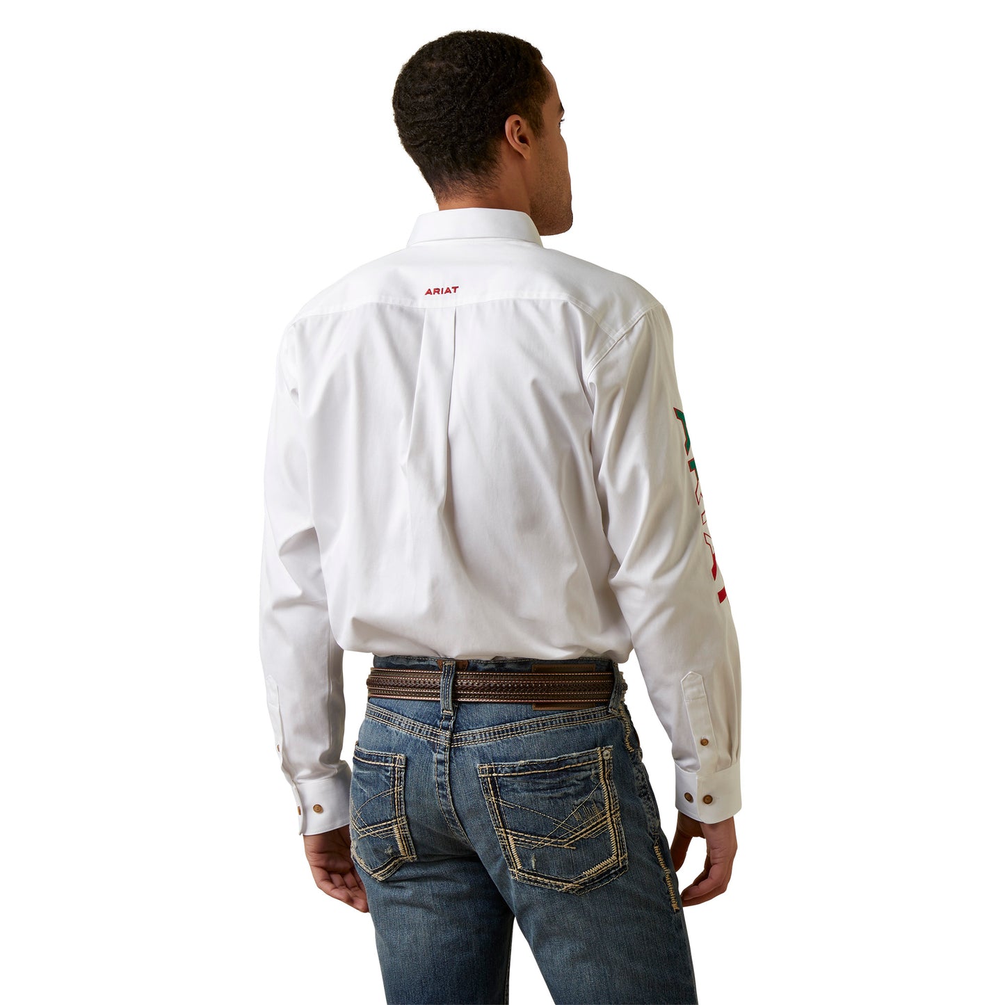 Camisa de corte clásico de sarga con logo del equipo Ariat Blanco/México