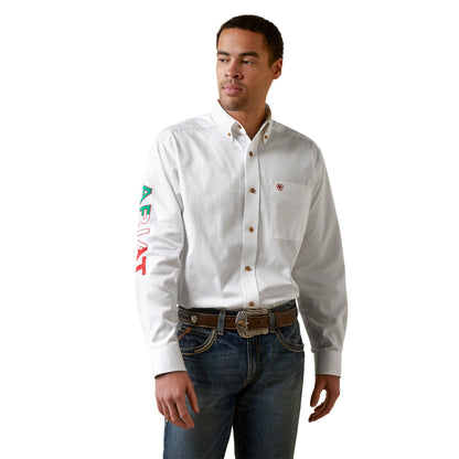Camisa de corte clásico de sarga con logo del equipo Ariat Blanco/México