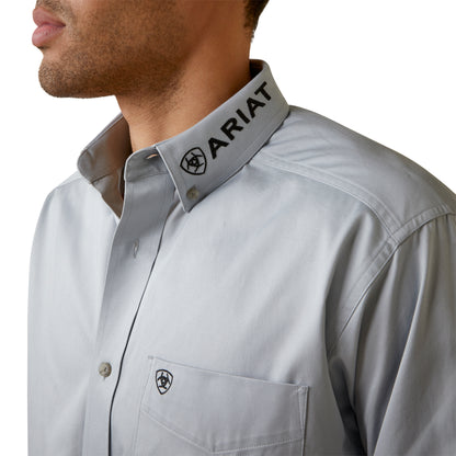 Camisa de corte clásico de sarga con logo del equipo AZUL PERLA 
