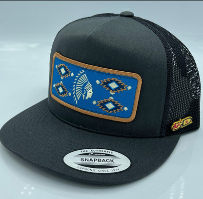 Get Dirty Merchandise Blue Aztlan Char/Char Trucker Hat