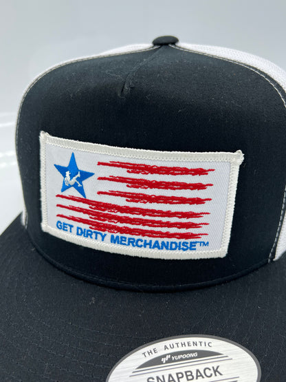 Get Dirty Merchandise RWB W&F Blk/Wht Trucker Hat