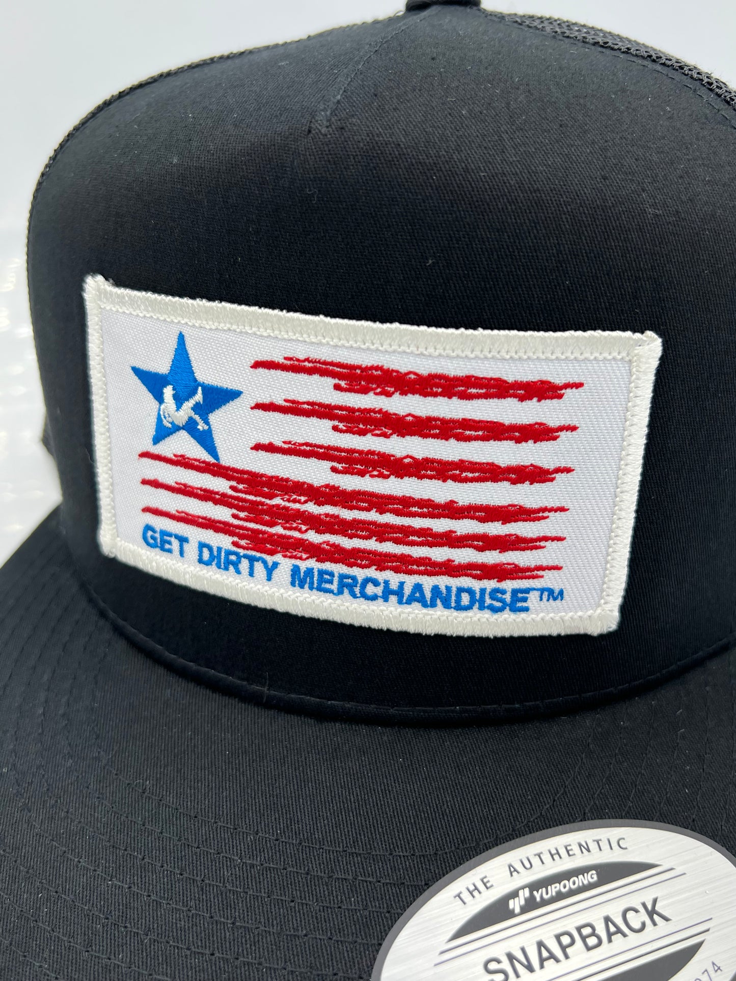 Get Dirty Merchandise RWB W&F Blk/Blk Trucker Hat