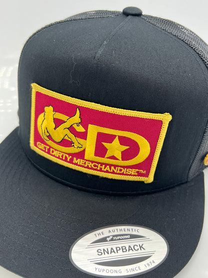 Get Dirty Merchandise RED GLD Vanilla Blk/Blk Trucker Hat