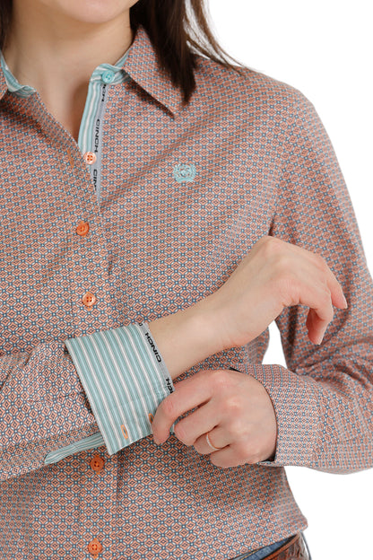 Button-Down Western Shirt Corral/ Light Blue