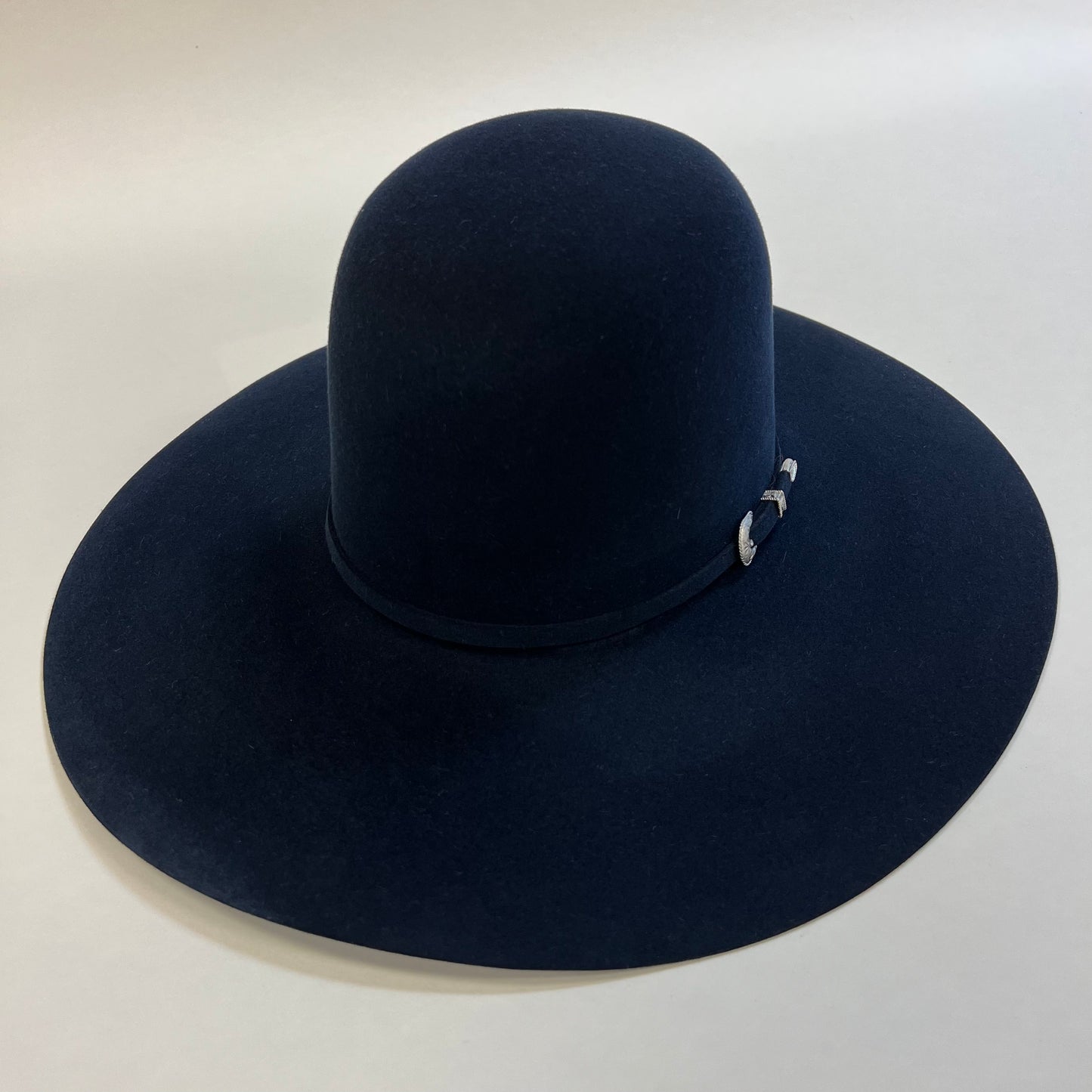 Tacchino 10X Sombrero de Fieltro Azul Marino 6" Corona Abierta